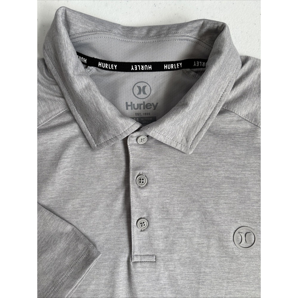 Hurley Men's Medium Light Gray Super Soft Stretch Activewear Short Sleeve Polo‎